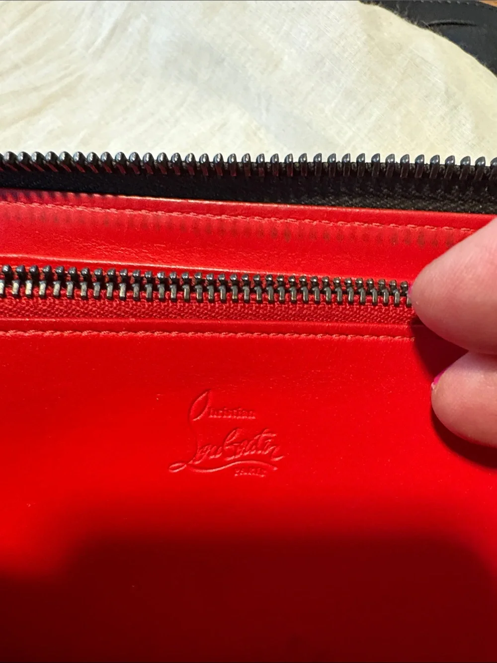 Christian Louboutin Black Spike-Stud Zip Around Wallet